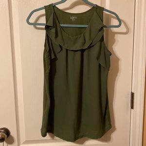 Loft green tank with ruched detailing
